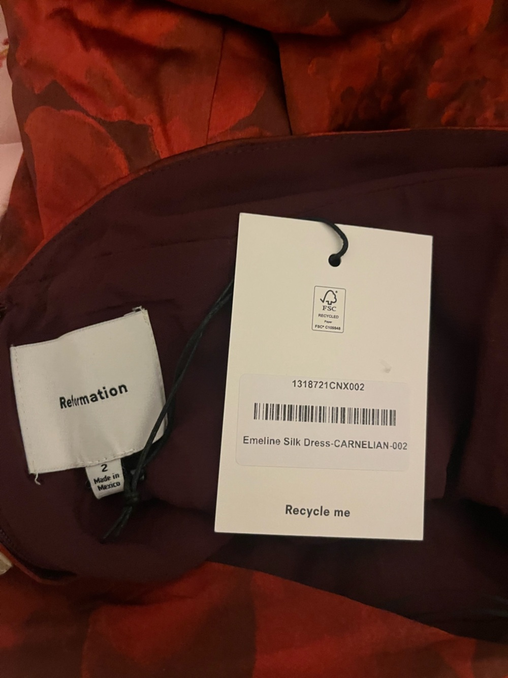 NWT Reformation Emeline Silk Dress - Picture 6 of 6